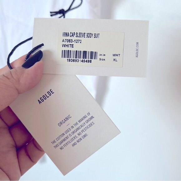 Nwt- Agolde, Women’s Irina Thong Bodysuit in White. Size Xl. - Picture 6 of 11